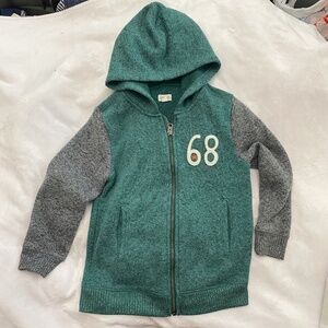 Gymboree Varsity Sweater Cardigan Boys Size Small (5-6) Hood Full Zip Front